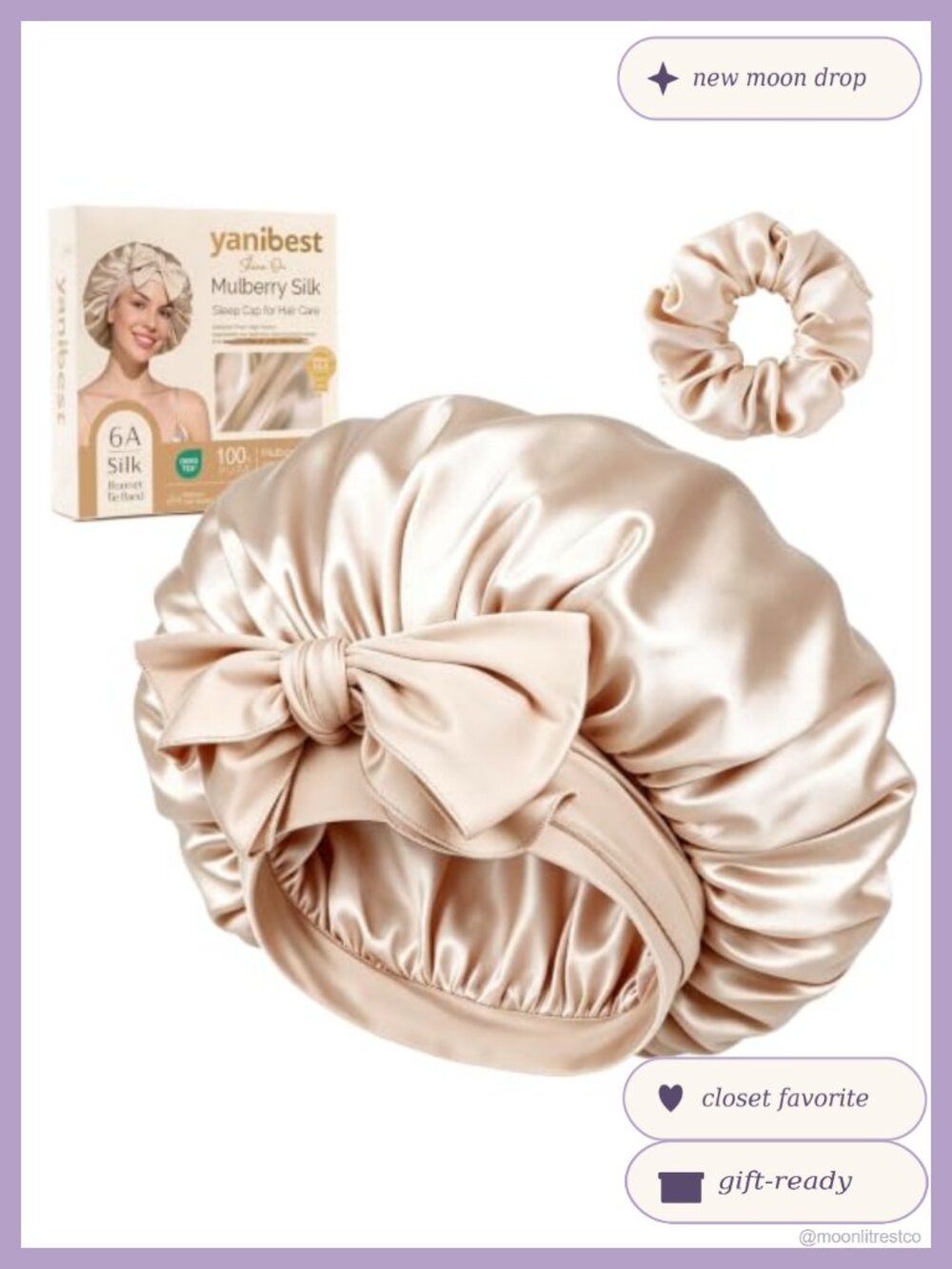 100% Mulberry Silk Bonnet Double Layer Sleep Cap Adjustable Hair Care